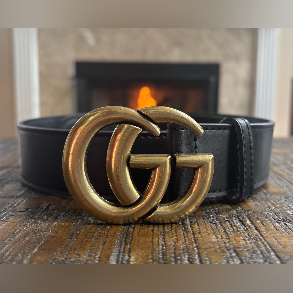 Gucci Black Belt with Gold Buckle